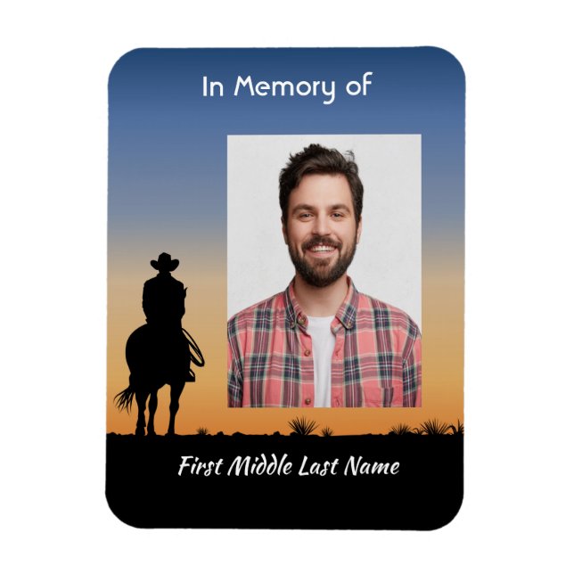 Memorial Photo Western Horse Back Riding Magnet (Vertikal)