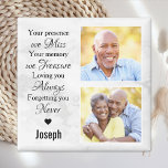 Memorial Photos för begravningsminne Magnet<br><div class="desc">Ät din kära med en anpassningsbar fotobegravningsmagnet i en modern, vit marmordesign. Den här unika begravningsminnesmärkena keepéren är perfektens gåva till dig själv, familj eller vänner för att hedra en älskad. Vi hoppas att du kommer att få fred, glädje och minnen från lycklig med din minnesstund. Citat: "Din närvaro vi...</div>