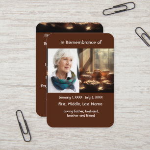 Memorial Pocket Card Baking Bakery Cook Visitkort