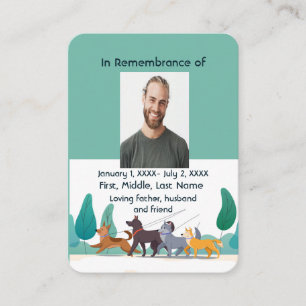 Memorial Pocket Card Dog Walker Walking Visitkort