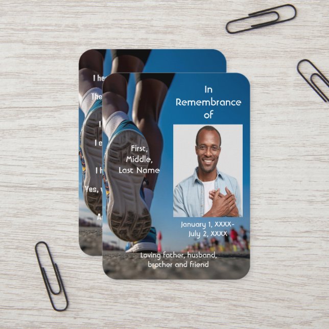 Memorial Pocket Card Idrottsman Marathon Springer  Visitkort (Fram/Back In Situ)