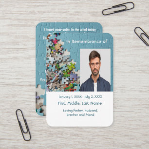 Memorial Pocket Card Jigszle Puzzle Visitkort