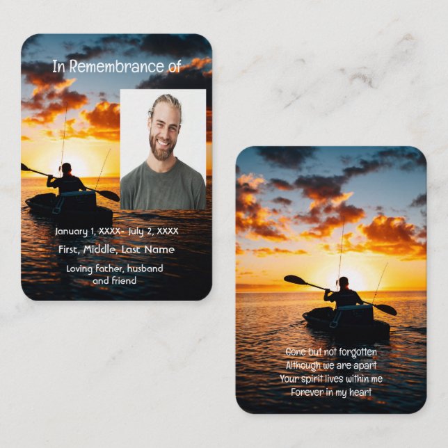 Memorial Pocket Card Kayaking Boat Boat Visitkort (Fram/baksida)