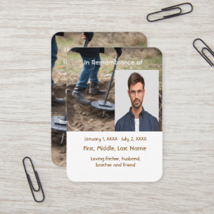 Memorial Pocket Card Metall upptäcker Visitkort
