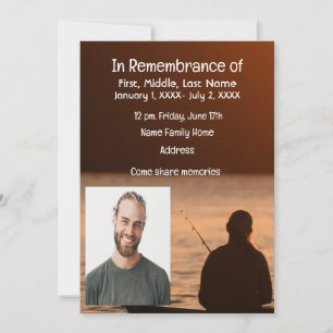 Memorial Pocket Card Ocean Flygfiske Fisherman Inbjudningar