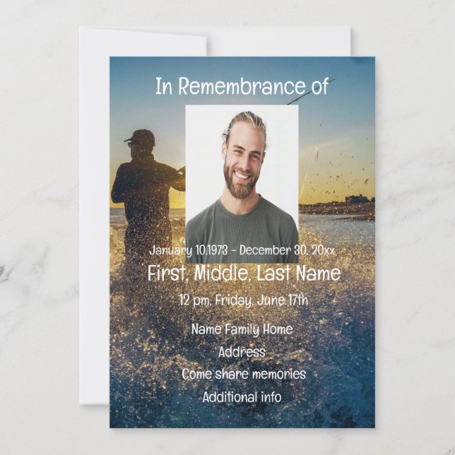 Memorial Pocket Card Ocean Flygfiske Fisherman Inbjudningar (Framsida)