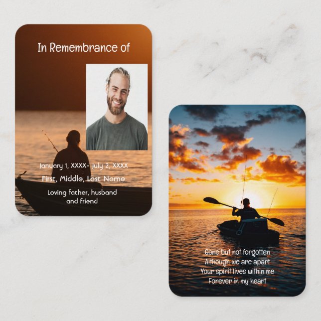 Memorial Pocket Card Ocean Flygfiske Fisherman Visitkort (Fram/baksida)