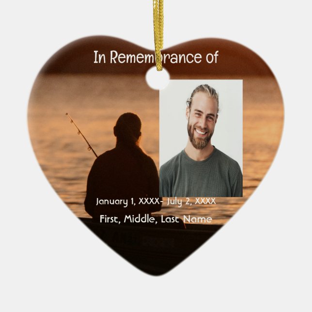 Memorial Pocket Card Sjö Fisherman Julgransprydnad Keramik (Framsidan)