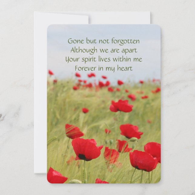Memorial Pocket Keepsak Red Poppies Flower Inbjudningar (Framsida)