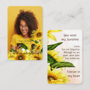 Memorial Pocket Keepsak Solros Sunshine Visitkort
