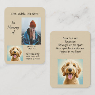 Memorial Pocket Keepsaké Golden Doodle Hund Visitkort