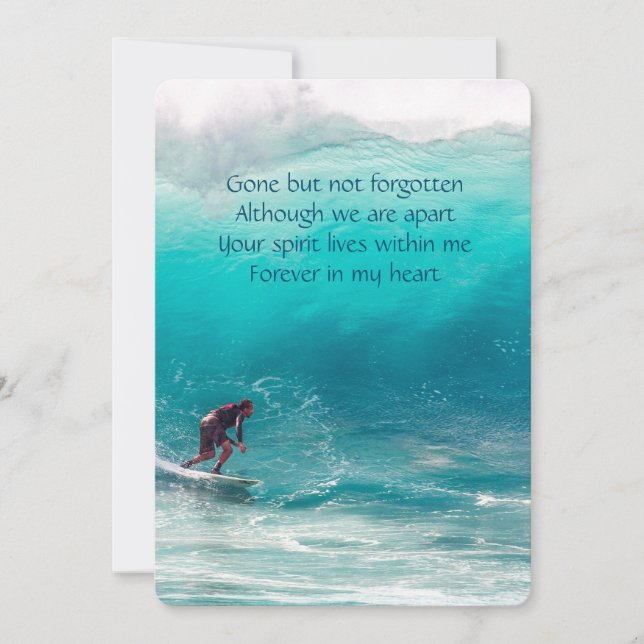 Memorial Pocket Keepsaké Wave Surfer Vatten Inbjudningar (Framsida)