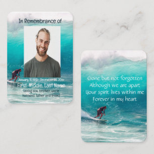 Memorial Pocket Keepsaké Wave Surfer Vatten Visitkort