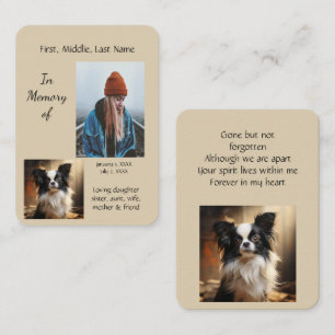 Memorial Pocket Keepsaki Papillon Hund Visitkort