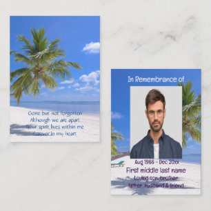 Memorial Pocket Keepsakys Tropical Beach Paradise Visitkort