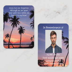 Memorial Pocket Keepsakys Tropical Beach Paradise Visitkort