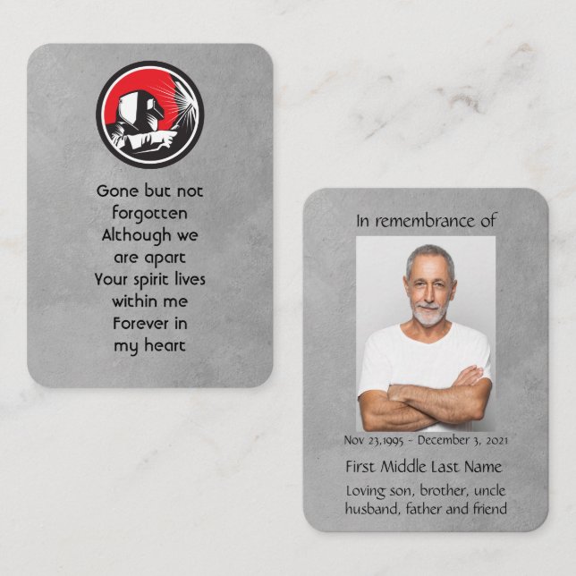 Memorial Pocket KeepVEDER Welder Welding Visitkort (Fram/baksida)