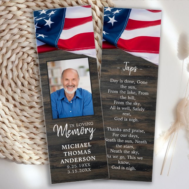 Memorial Prayer Bookmark American US Flagga Photo Litet Visitkort (Skapare uppladdad)