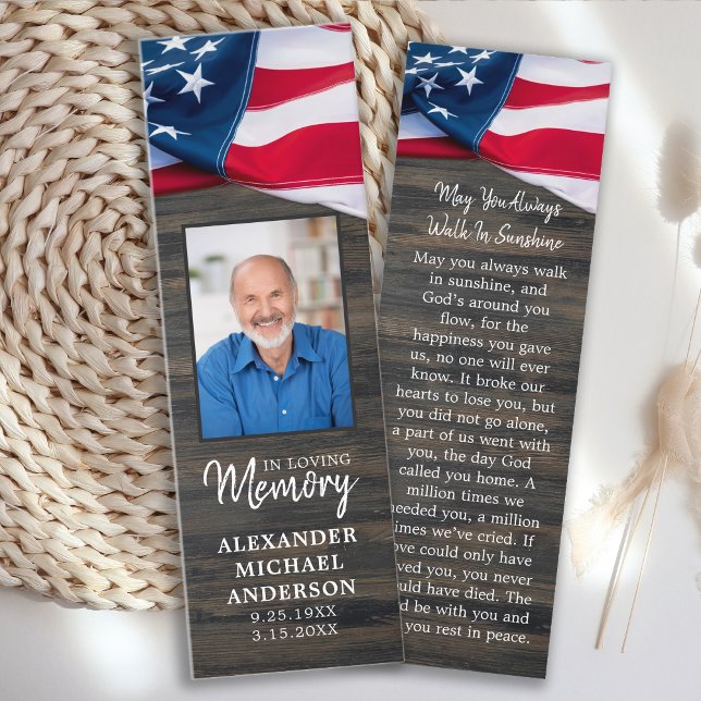 Memorial Prayer Bookmark Patriotic Funeral Card (Skapare uppladdad)