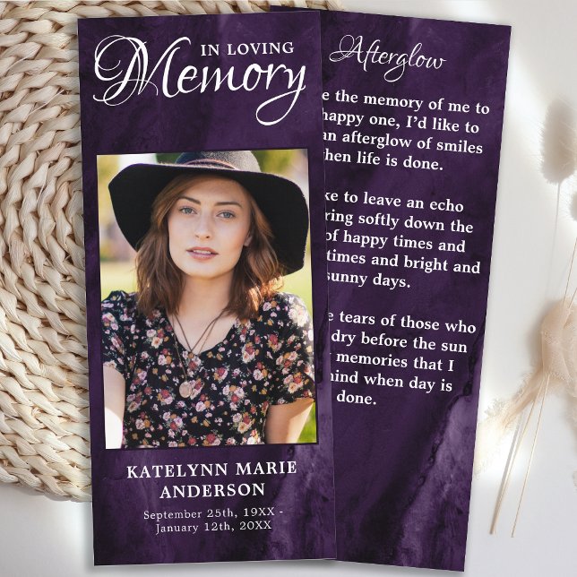 Memorial Prayer Card Photo Lila Marble Funeral (Skapare uppladdad)