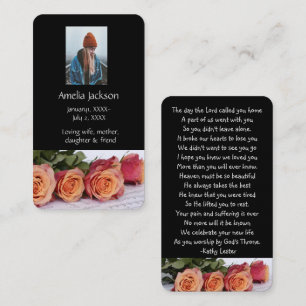 Memorial Prayer Card Ro Garden Flowers Visitkort