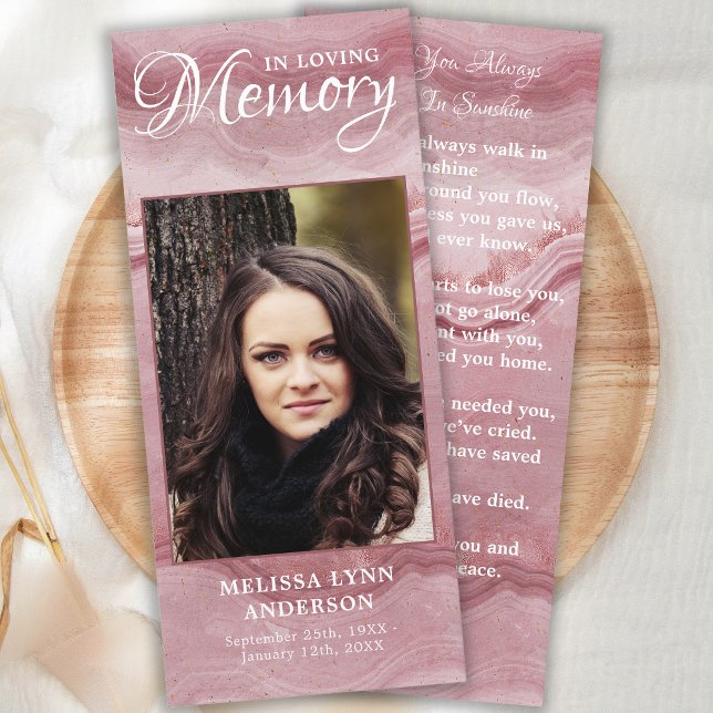 Memorial Prayer Card Ro Quartz Funeral Bookmark Meny (Skapare uppladdad)