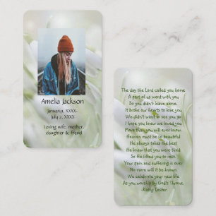 Memorial Prayer Card Snowdrops Garden Flowers Visitkort