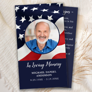 Memorial Prayer Card Stars & Rand Dikt US Flagga