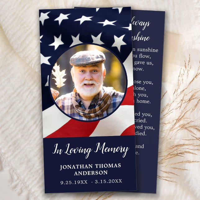 Memorial Prayer Card Veteran Funeral American Flag (Skapare uppladdad)