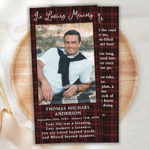 Memorial Prayer Funeral Bookmark Burgundy Play