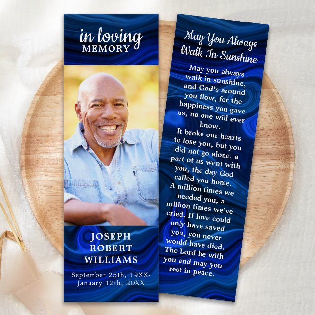 Memorial Prayer Funeral Dikt Bookmark Blue Marble Litet Visitkort (Skapare uppladdad)
