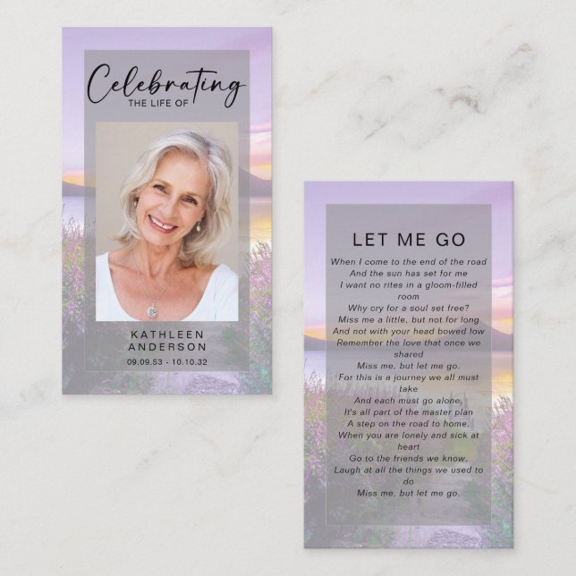 Memorial Prayer-kort | Lavender (Fram/baksida)