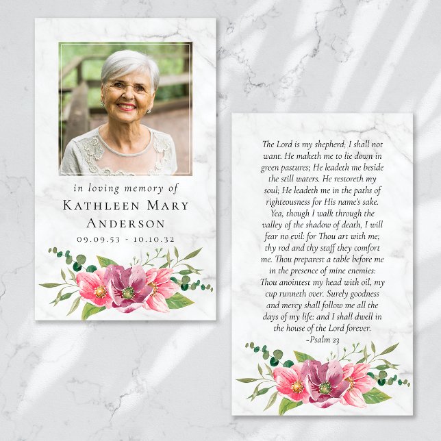Memorial Prayer-kort | Rosa Flowers Visitkort (Skapare uppladdad)