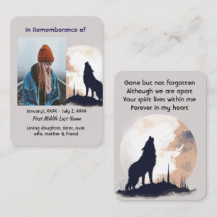 Memorial Prayer Lone Varg Howling Animal Visitkort