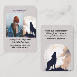 Memorial Prayer Lone Varg Howling Animal Visitkort