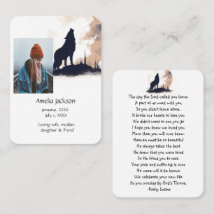 Memorial Prayer Lone Varg Howling Animal Visitkort