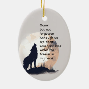 Memorial Prayer Lone Varg Howling Julgransprydnad Keramik