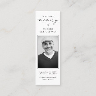 Memorial Prayer Sympathy Funeral Bookmark-kort Mini Visitkort