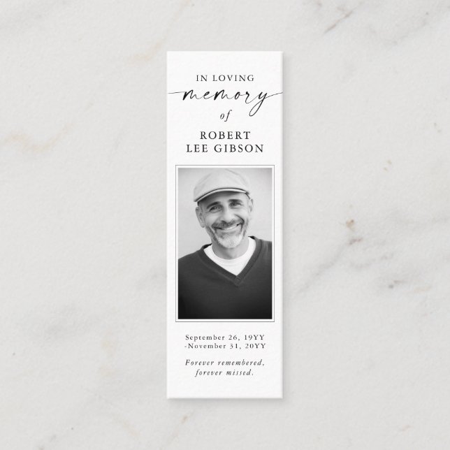 Memorial Prayer Sympathy Funeral Bookmark-kort Mini Visitkort (Framsida)