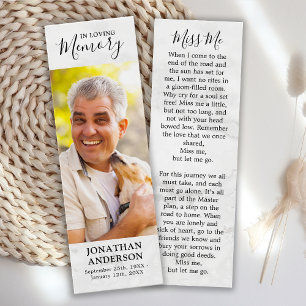 Memorial Prayer Sympathy Photo Funeral Bookmark Litet Visitkort