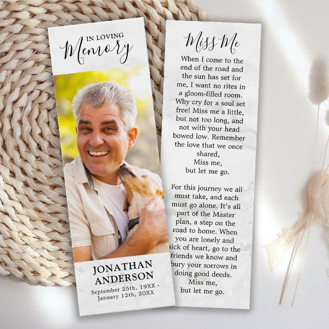 Memorial Prayer Sympathy Photo Funeral Bookmark Litet Visitkort (Skapare uppladdad)