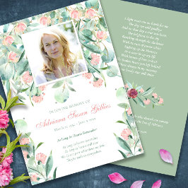 Memorial Program Eucalyptus Funeral Tack You Card