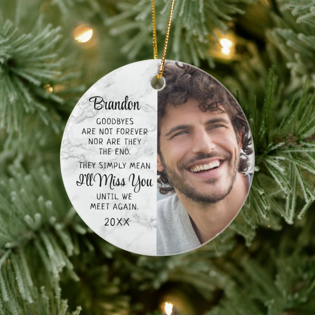 Memorial Quote Photo Memory Keepsaké Marble Julgransprydnad Keramik (Träd)