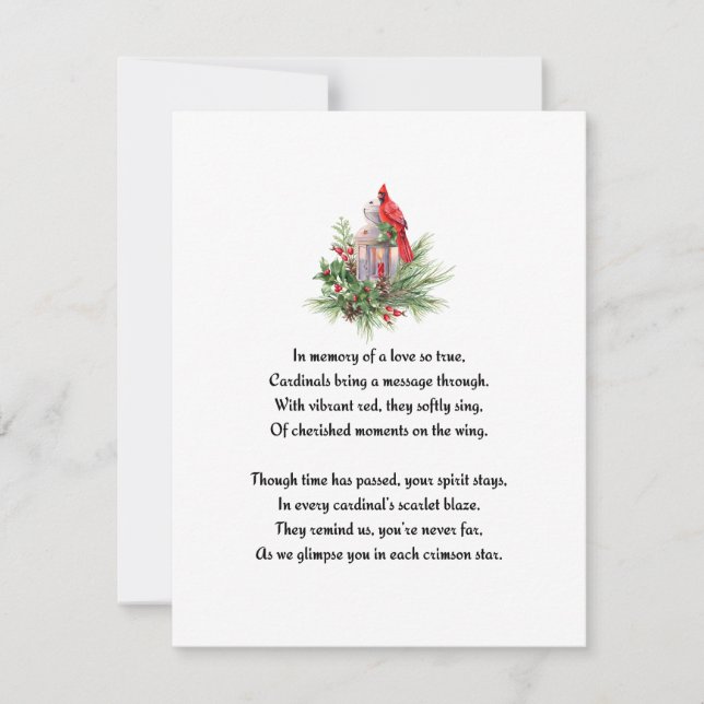 Memorial Red Cardinal Remcomed Sympathy Card (Framsida)