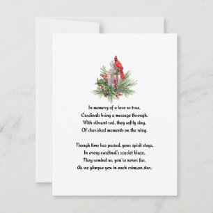 Memorial Red Cardinal Remcomed Sympathy Card