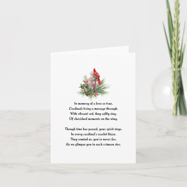 Memorial Red Cardinal Remcomed Sympathy Card Anteckningskort (Framsida)