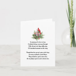 Memorial Red Cardinal Remcomed Sympathy Card Anteckningskort