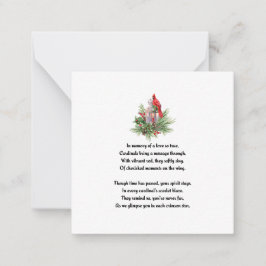 Memorial Red Cardinal Remcomed Sympathy Card Anteckningskort