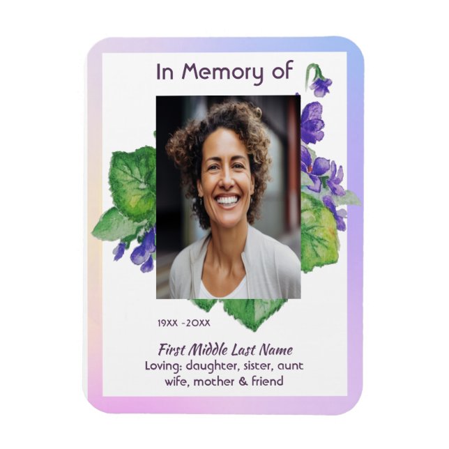 Memorial Remembrance Watercolor Wild Violet Magnet (Vertikal)