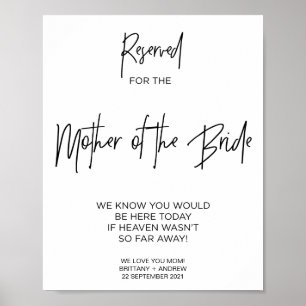 Memorial reserverad för Budens mamma Bröllop Poster